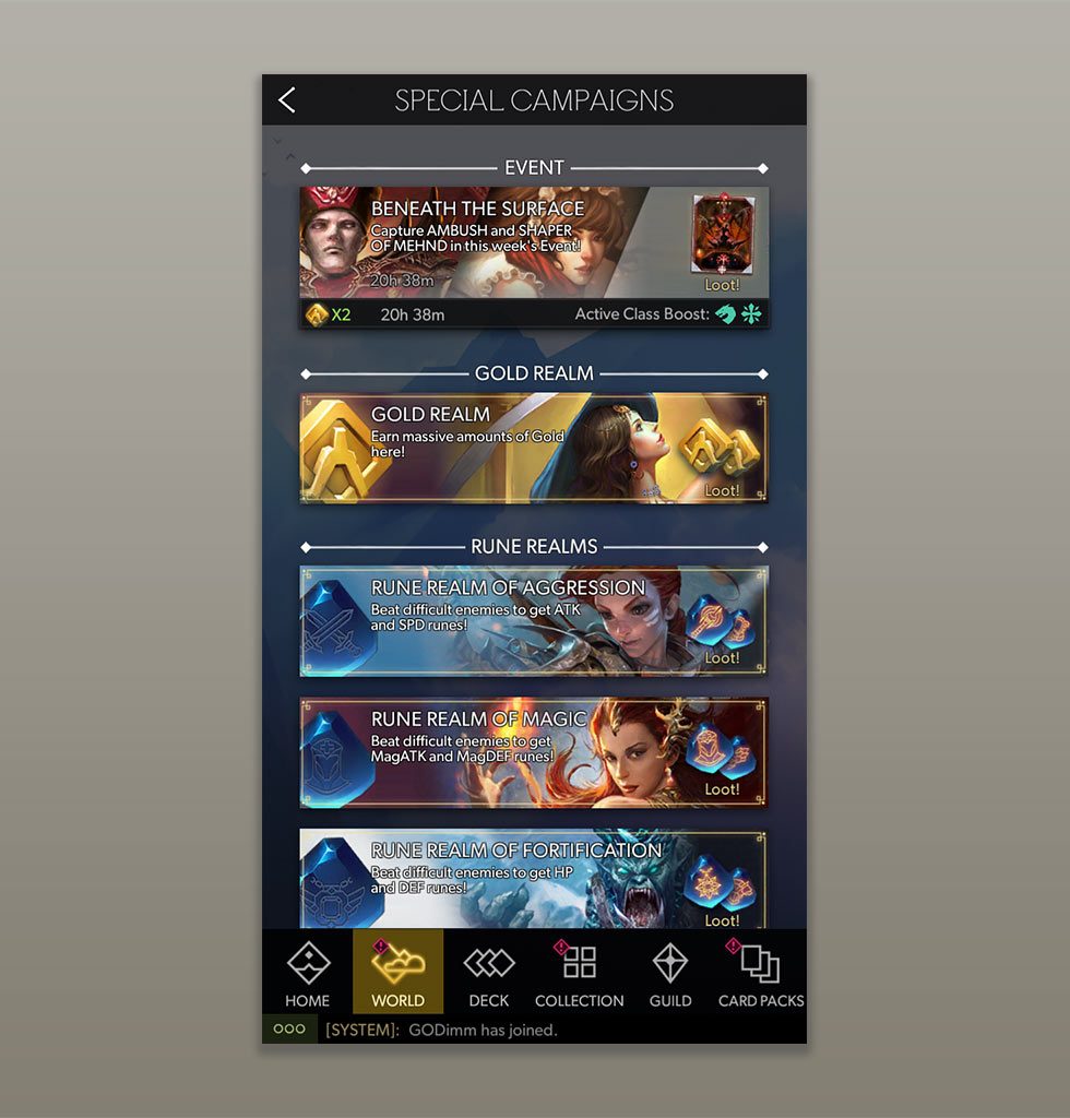 Deckstorm – The Campaign List Screen